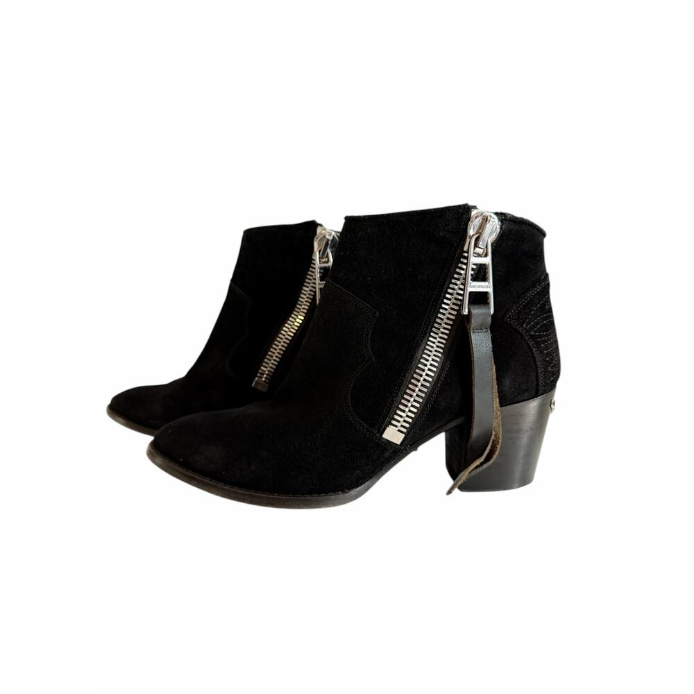 Zadig & Voltaire Molly Black Suede Ankle Boots with Silver Zipper 40/9